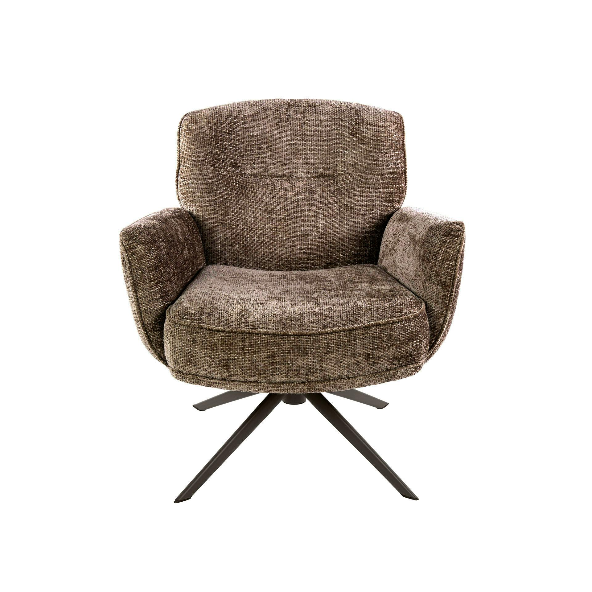 Fauteuil de salon pivotant tissu chenille brun chaud ASCOLI