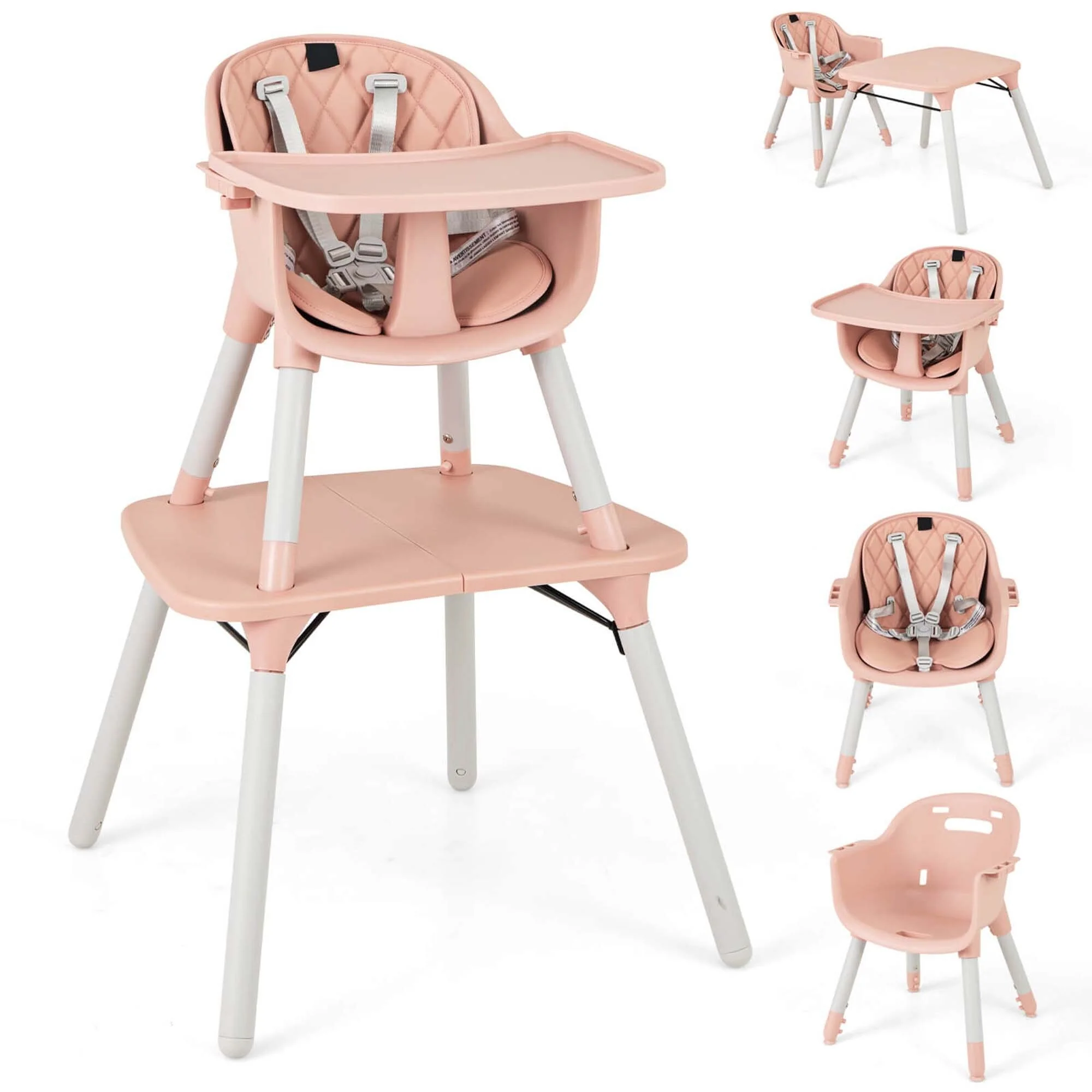 Babyjoy 4 in 1 Baby High Chair Convertible Toddler Table Chair Set - See Details