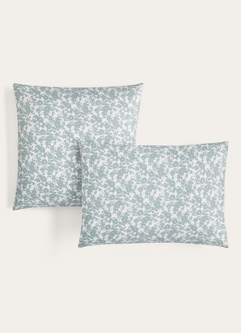 TAIE D'OREILLER FLEURIE EN COTON BCIVERT DE GRIS