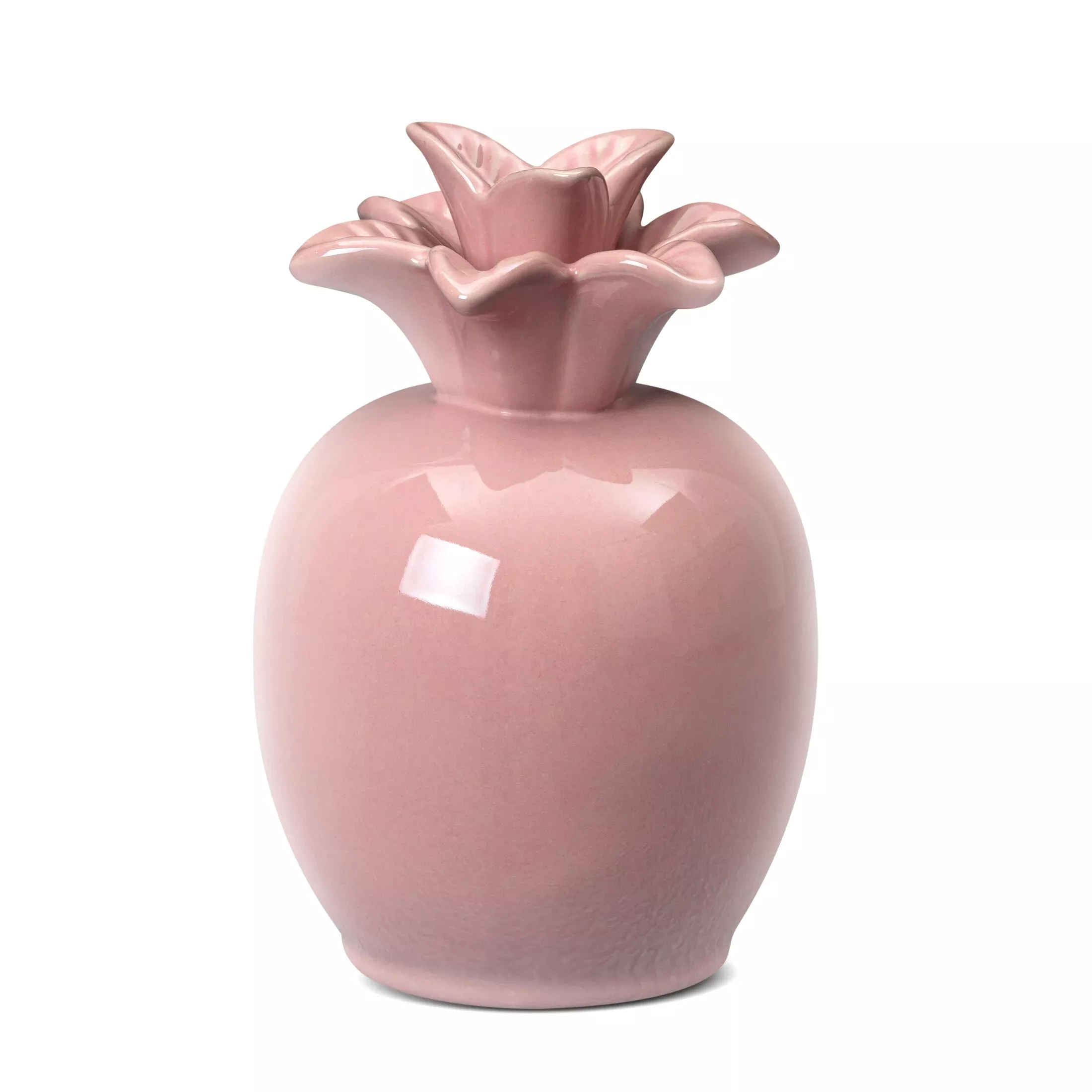 Figurka ceramiczna różowa ananas z perłowym połyskiem średnica 9x14 cm SIMONA