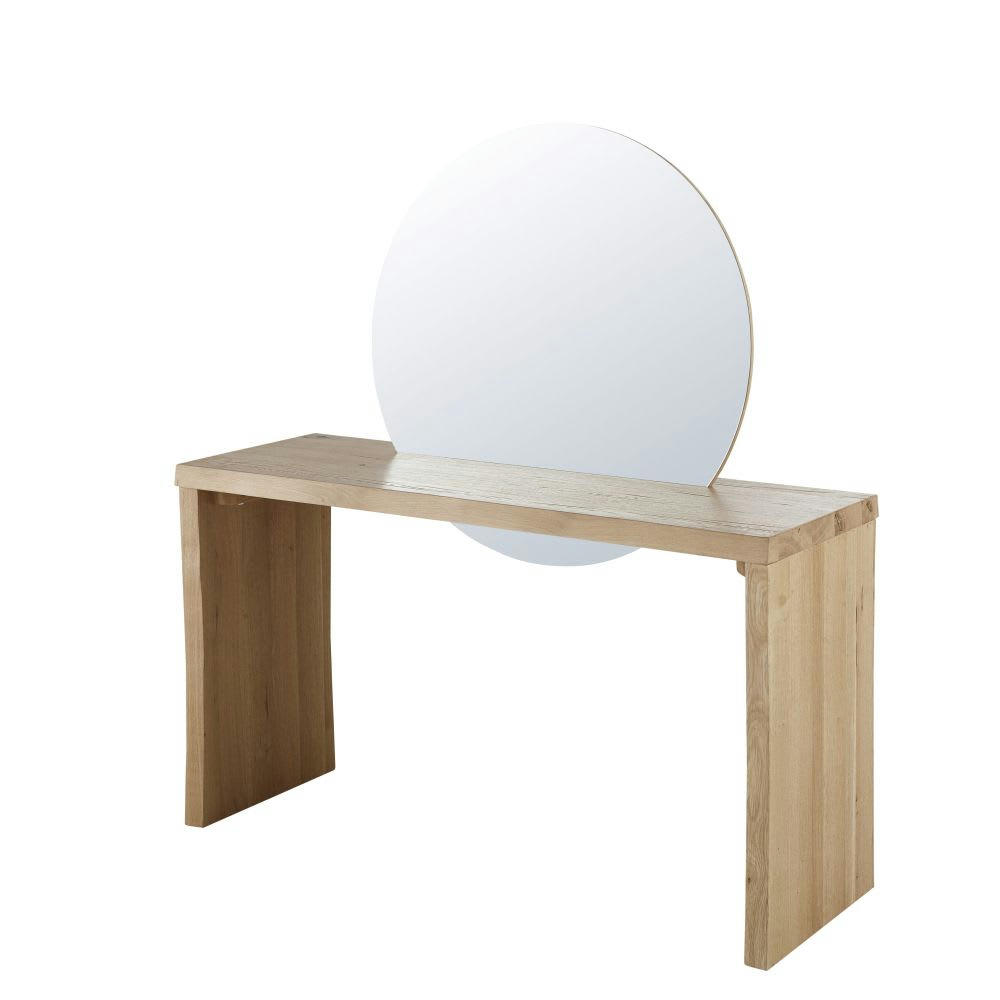 - Console professionnelle en chêne massif éco-conçue avec miroir amovible