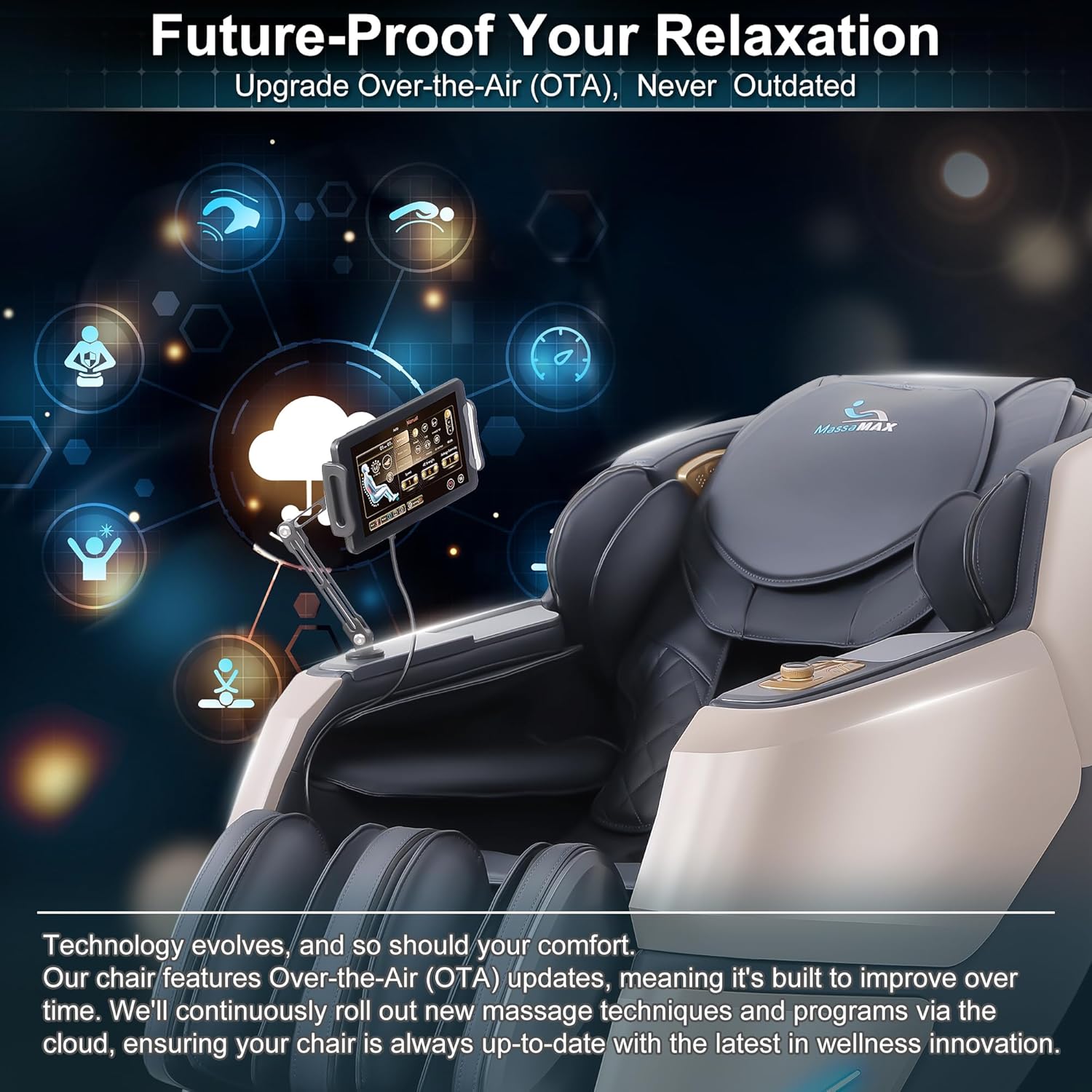 MassaMAX MT339 4D Massage Chair  Full Body Recliner with Auto Footrest  Zero Gravity  OTA Cloud Tech  SL Track  Deep Yoga Stretch  27 Modes  APP  AI Control  and Heating (Magic Black)