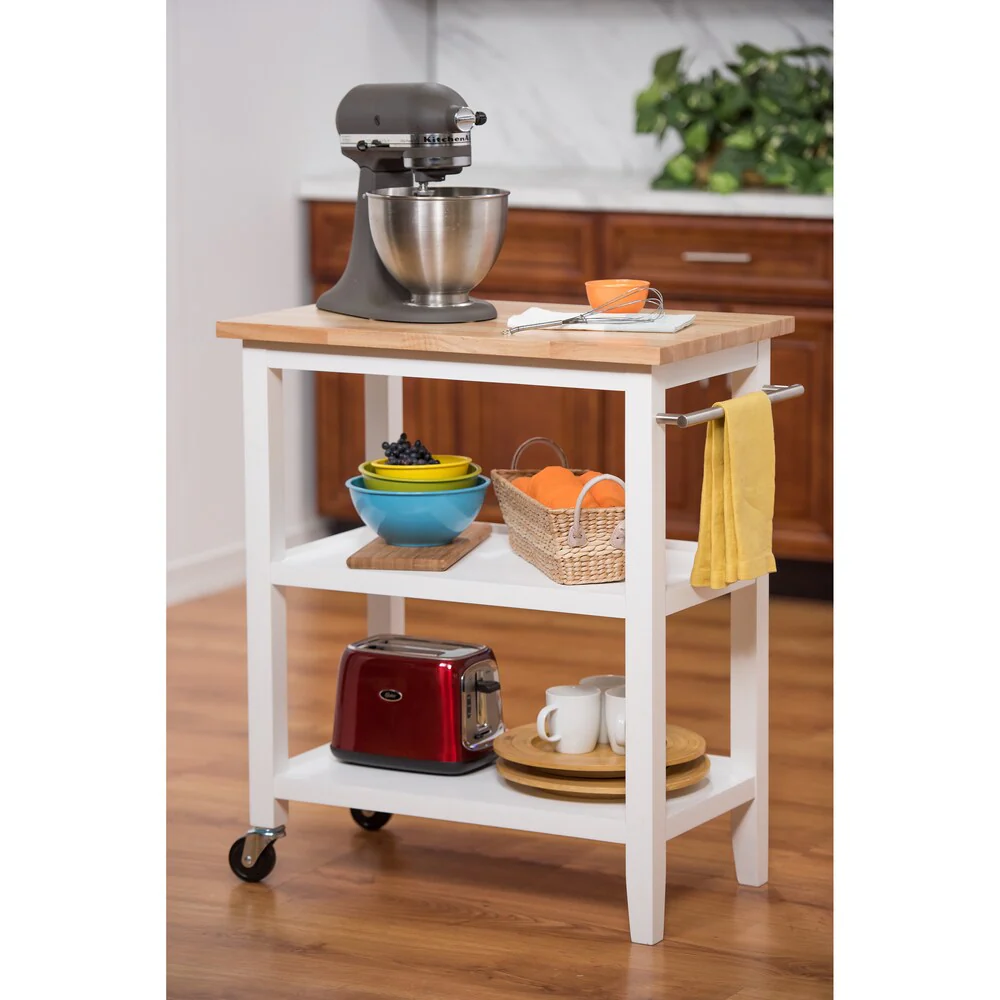 White Wooden Kitchen Cart