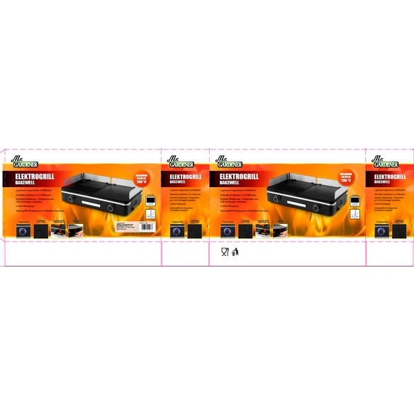 Elektrogrill, 2 x 28,3 x 24,7 cm , 2400 W, schwarz
