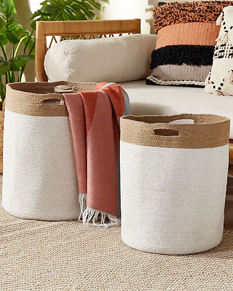 Lot de 2 paniers KARDH Coton Blanc