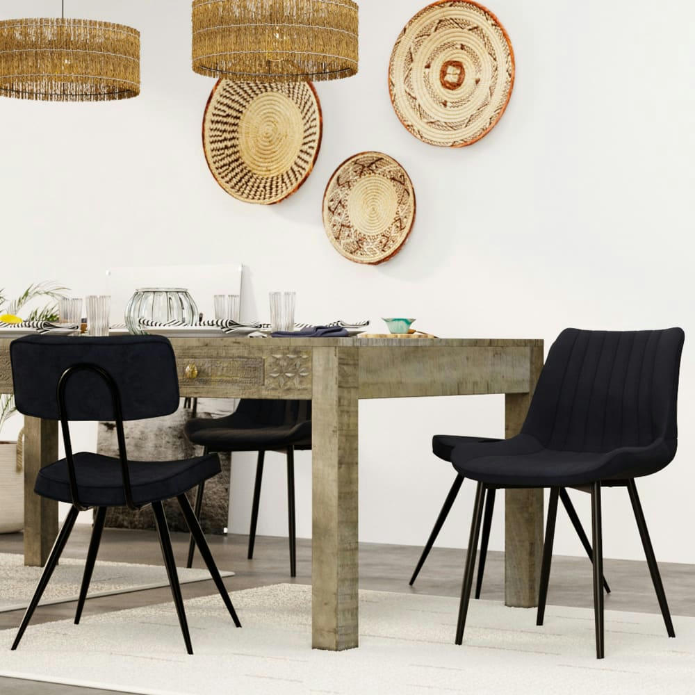 KILLI - Chaise en cuir synthétique gris foncé et métal noir (x2)