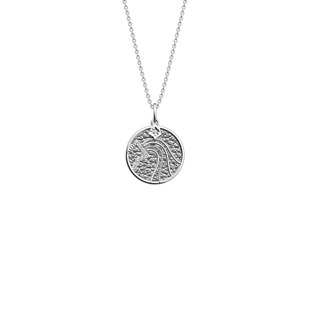 Collier Verseau, cuir réversible Cristal Bleu / Disco