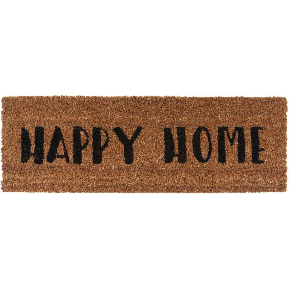 HAPPY HOME - Paillasson happy home noir en coco 75x26
