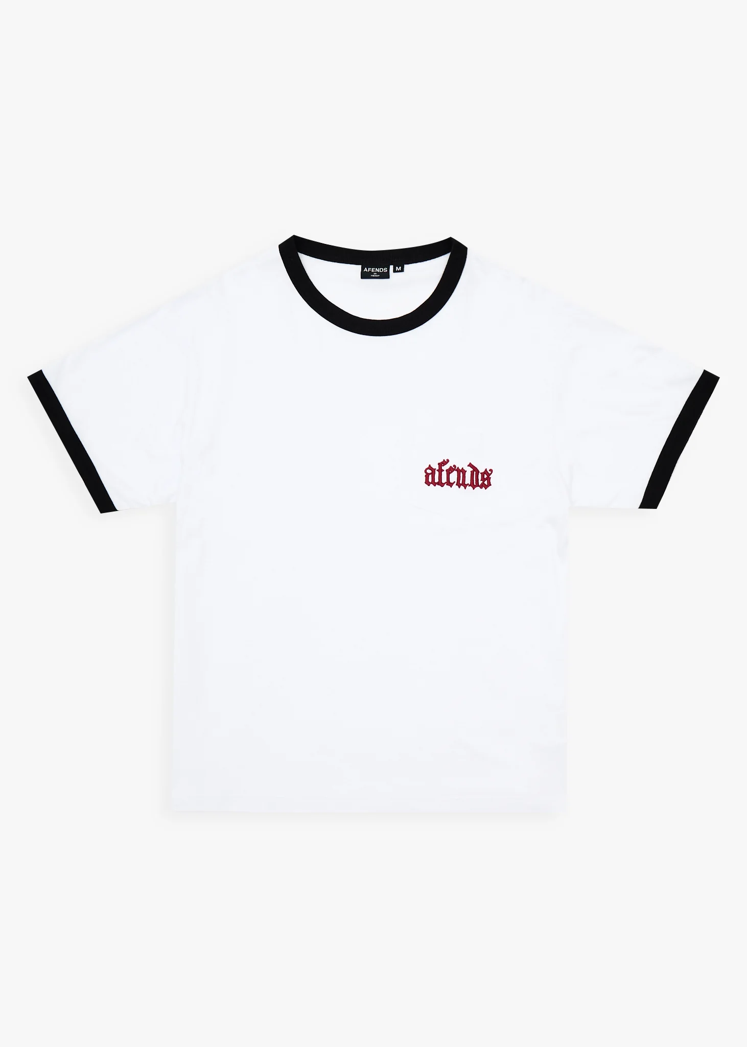 AFENDS Mens Drop Zone - Boxy Ringer Tee - White