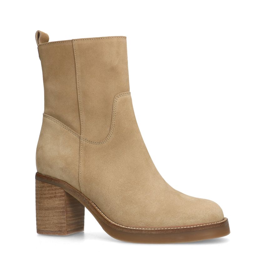 Manfield Beige suède enkellaarsjes