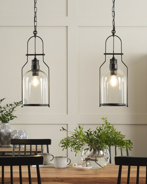Zestaw 2 lamp wiszących metalowy czarny