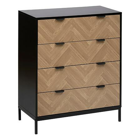 Komoda Chevrons 4 szuflady z efektem drewna w jodełkę