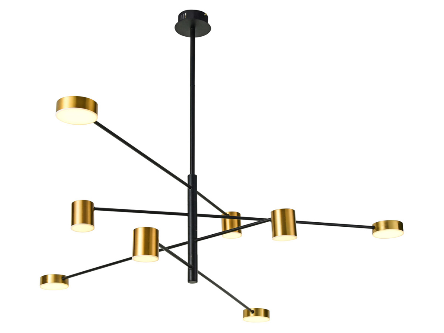 Lampa wisząca Remdal LED 8-punktowa metalowa złoto-czarna