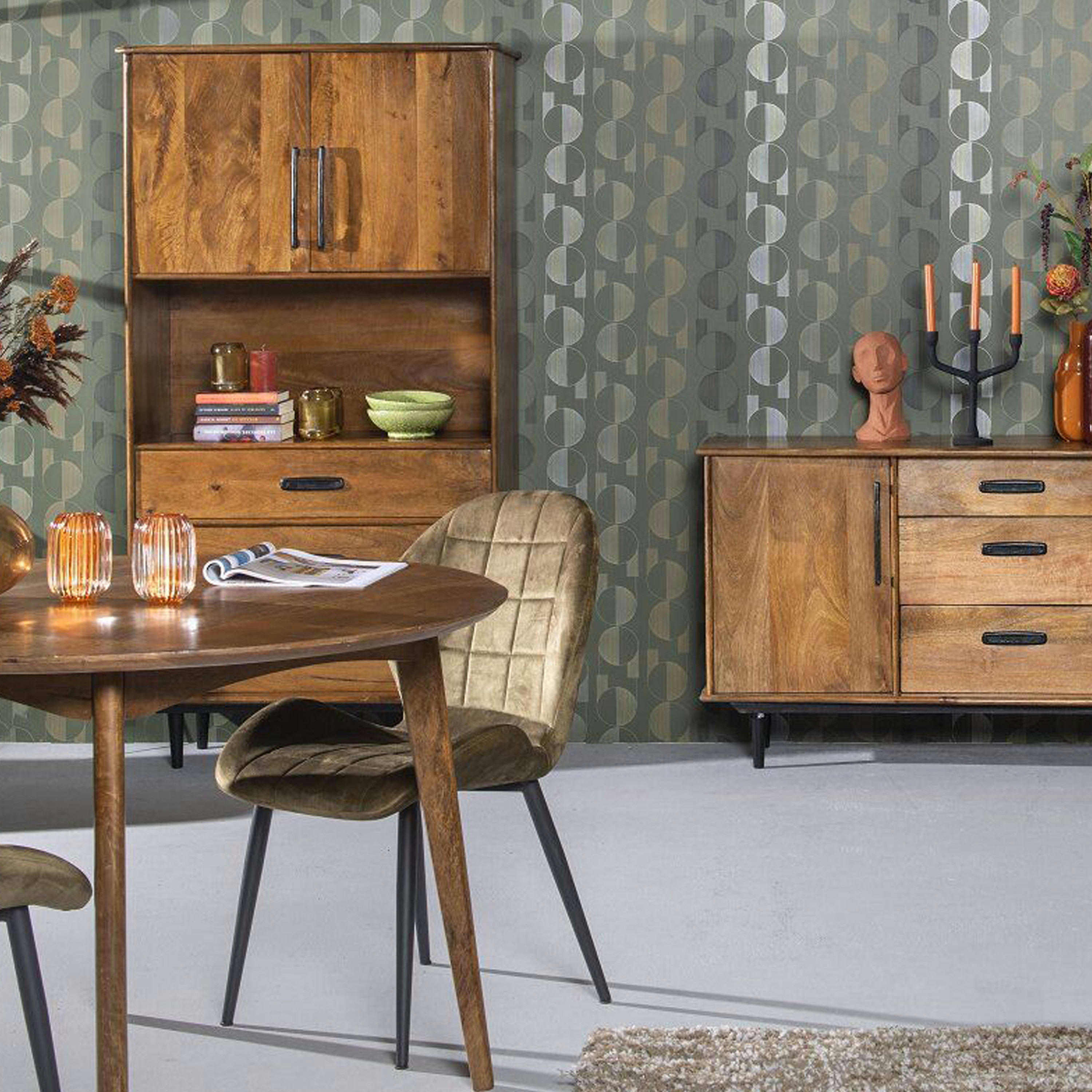 GEDEON - GEDEON,Table repas ronde D.120 cm, 6 p, en bois de Manguier massif