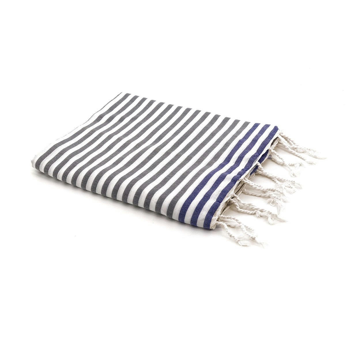 BORA BORA - Fouta coton  100x200 gris moyen / bleu grec