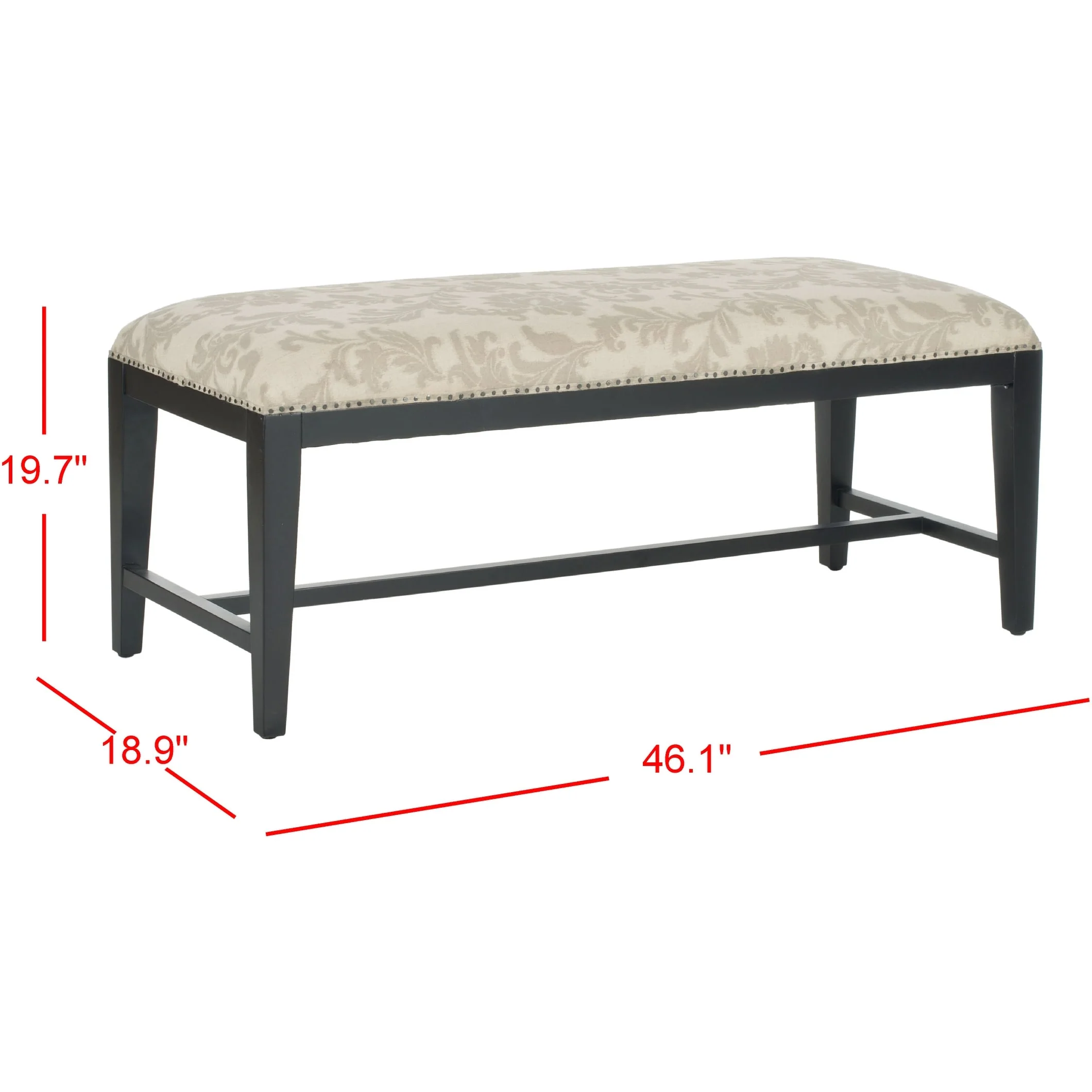 SAFAVIEH Tenisha Floral Beige Bench - 46 W x 19 D x 20 H - 46Wx19Dx20H