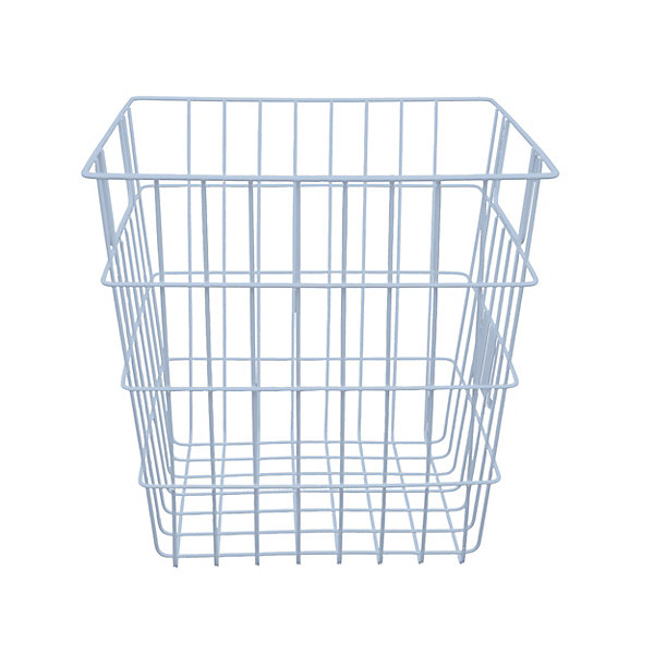 Panier de rangement filaire carré en métal bleu