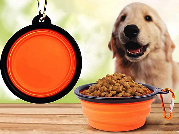 Coupe pliante en silicone pour chien, chat, voyage, lumiere 800ml ORANGE