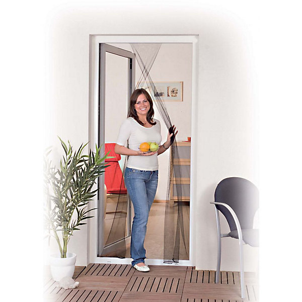 Moustiquaire porte anthracite 18g/m² bande autoagrippante 7,5 mm
