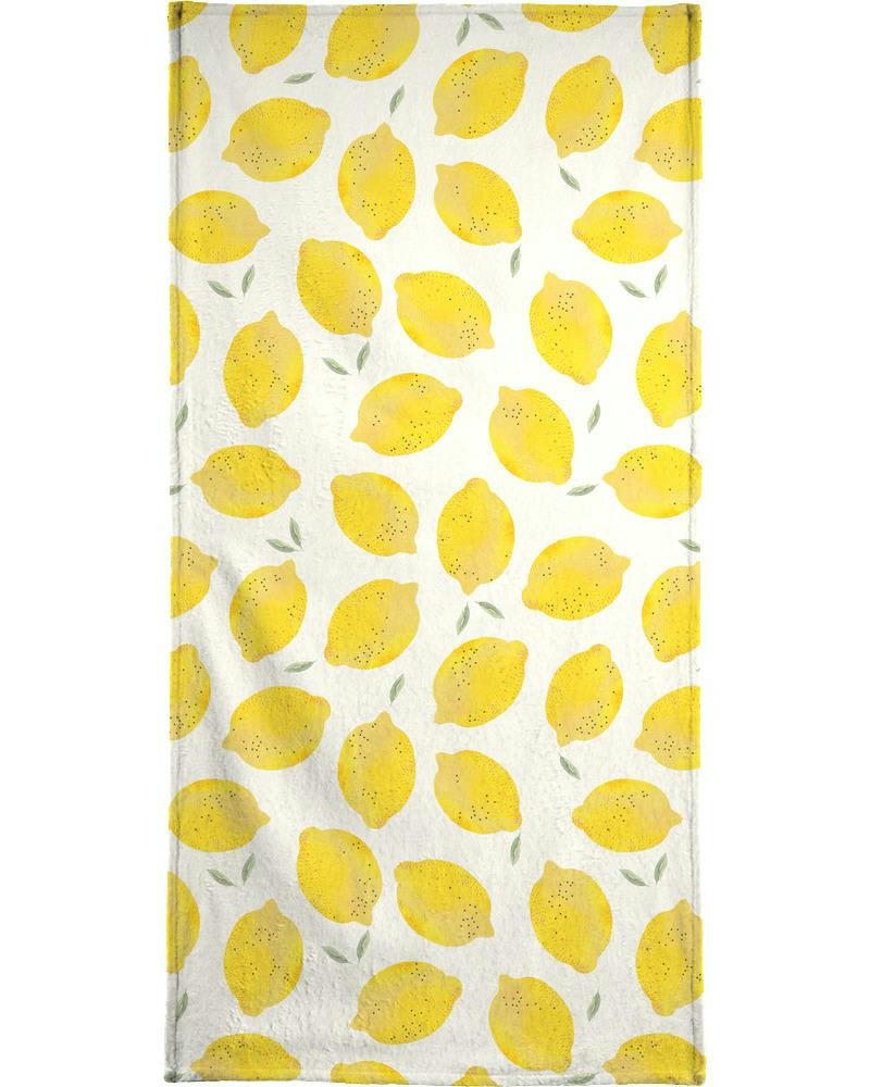 LEMON - Serviette de plage en éponge-velours en jaune &  90x180