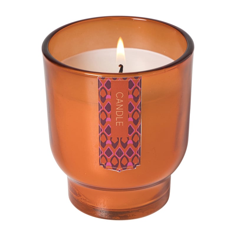 Kaars in glas - oranje - &Oslash;7.5x8.5 cm