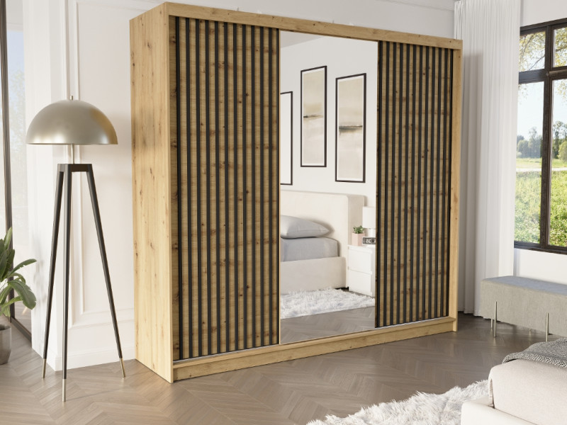 Szafa przesuwna 233 cm z lustrem lamele FRAMIRE Selvio II artisan artisan