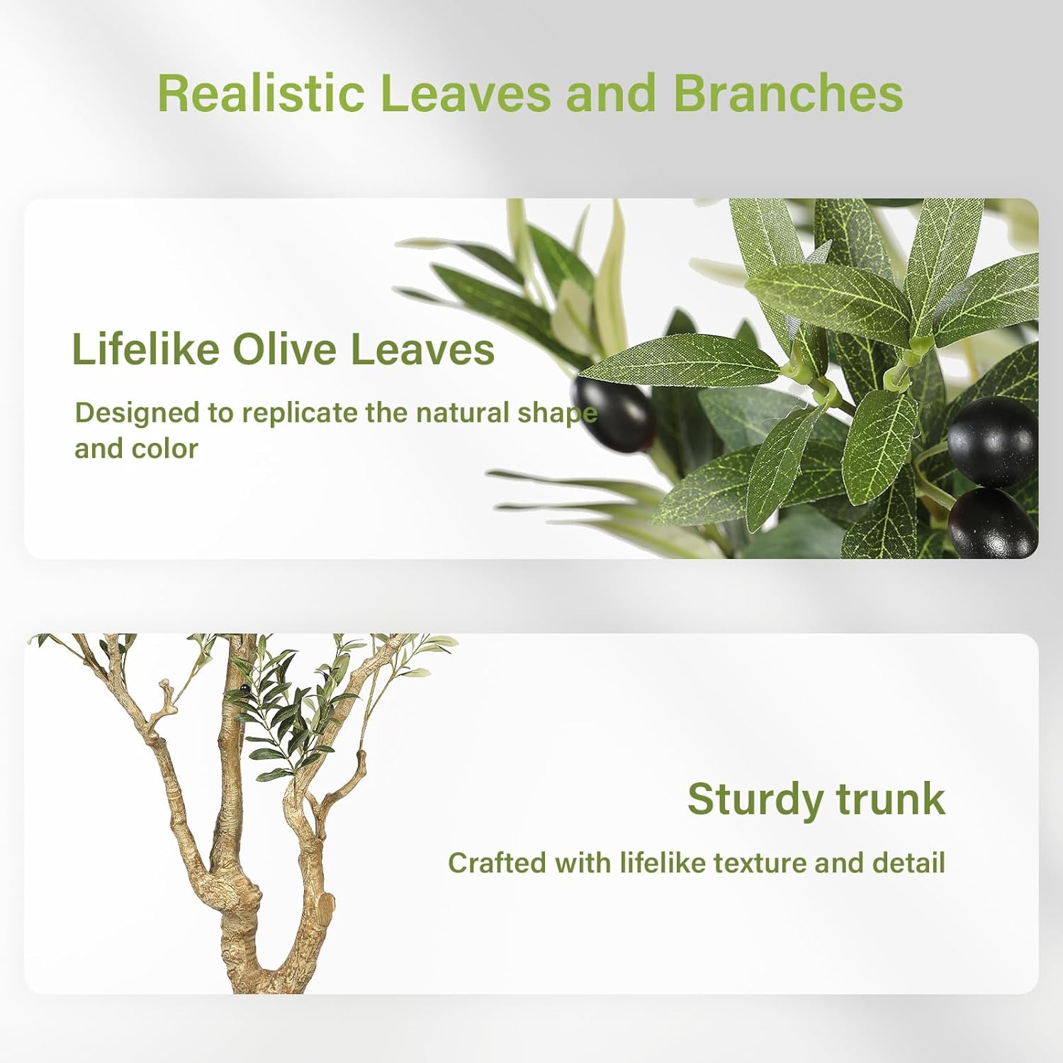 Olive Trees Artificial Indoor 7ft – Faux Olive Tree 7 Feet with Natural Looking Trunk, Realistic Leaves and Lifelike Fruits, Fake Olive Tree for Home Office Living Room Decor