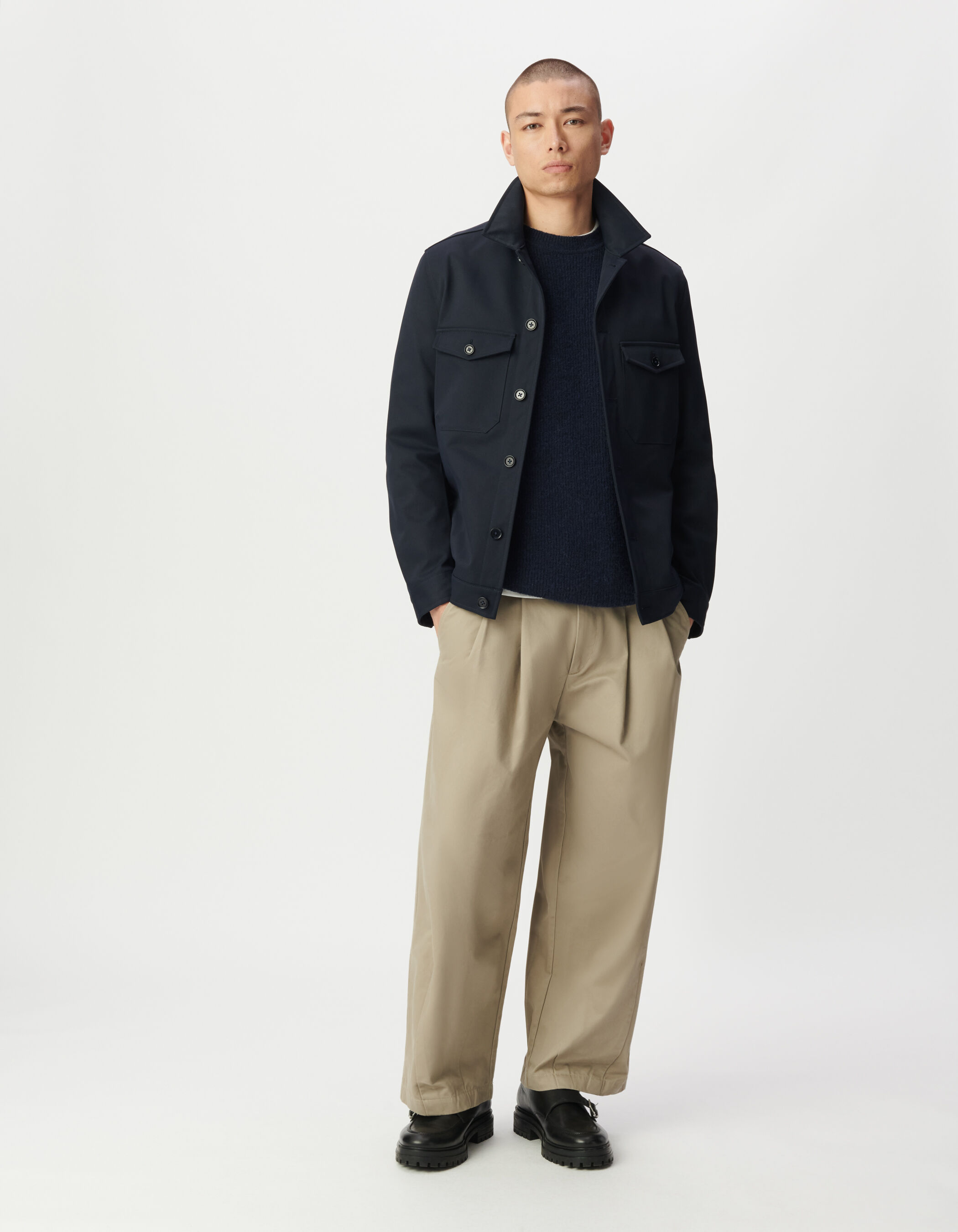 Blouson marine poches plaquées Homme