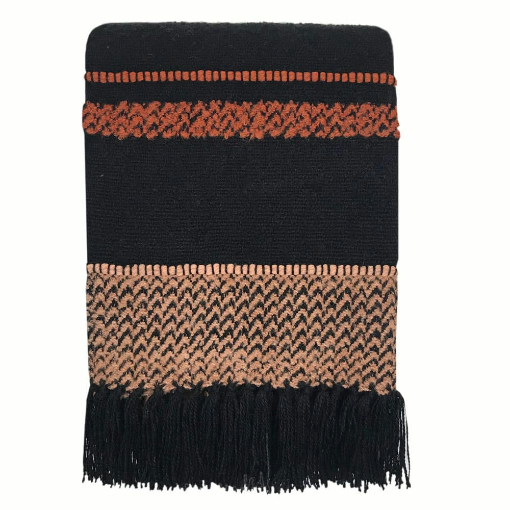 BERBER - Plaid noir multicolore 125x150