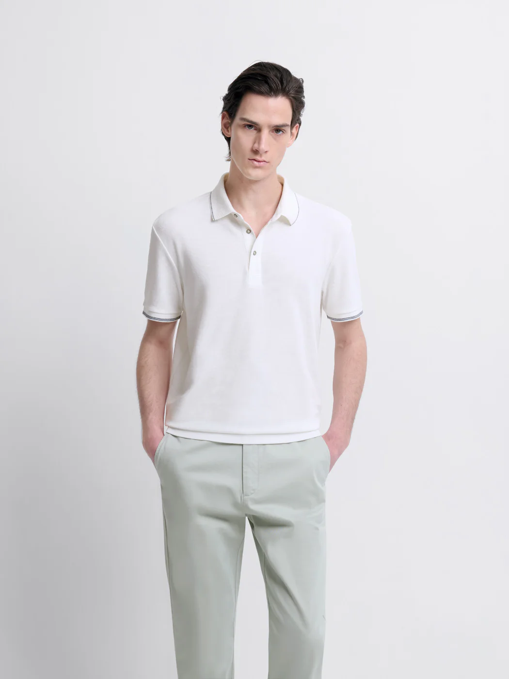 Polo col boutonné gauffré