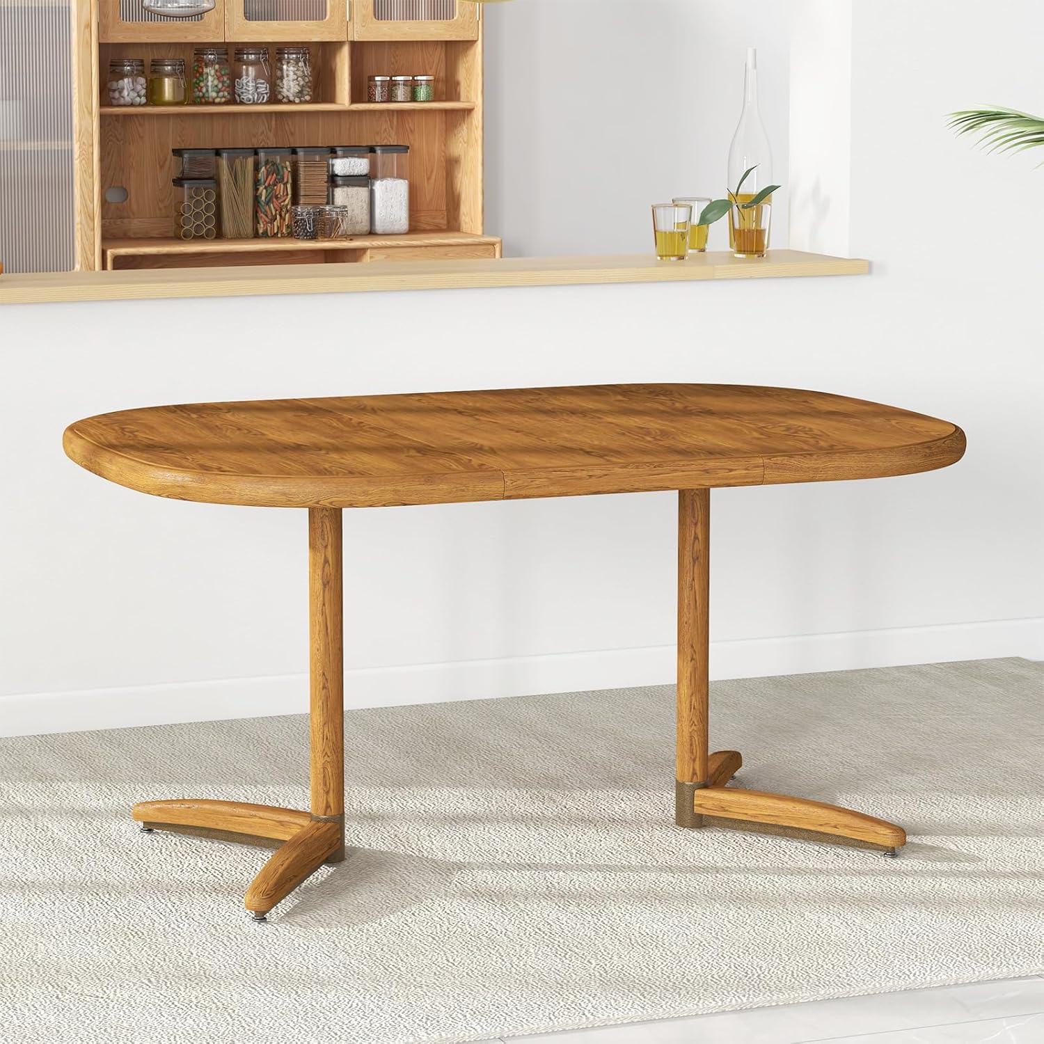 Chromcraft Dining Table for 4 to 6 Person, Extendable Wooden Kitchen Room Dining Table with 18 Extension Leaf, Expandable Table for Kitchen(Chestnut)