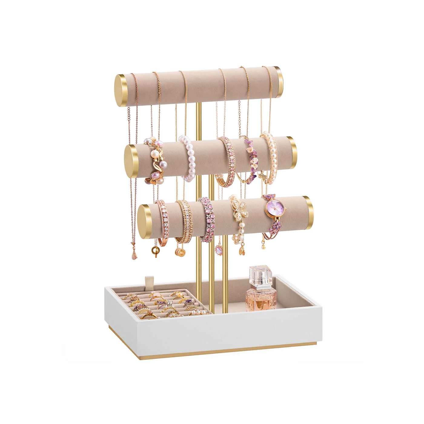 Présentoir à bijoux trois niveaux pour bracelets et accessoires