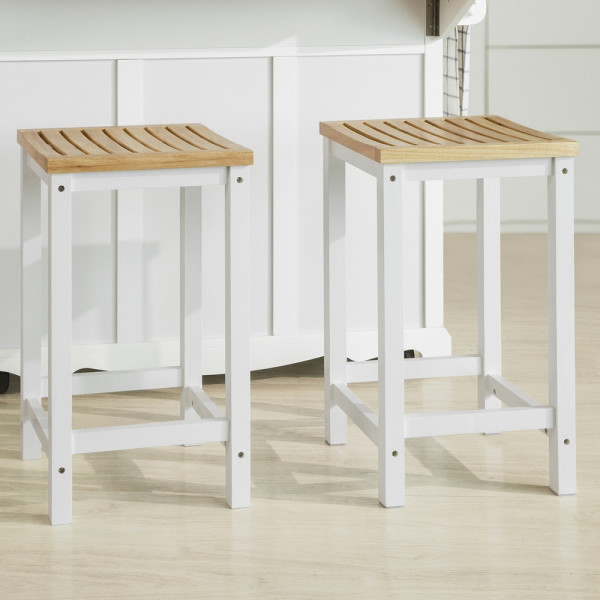 SoBuy Zestaw 2 stołków barowych Biały 35x35x60cm FST29-NWX2