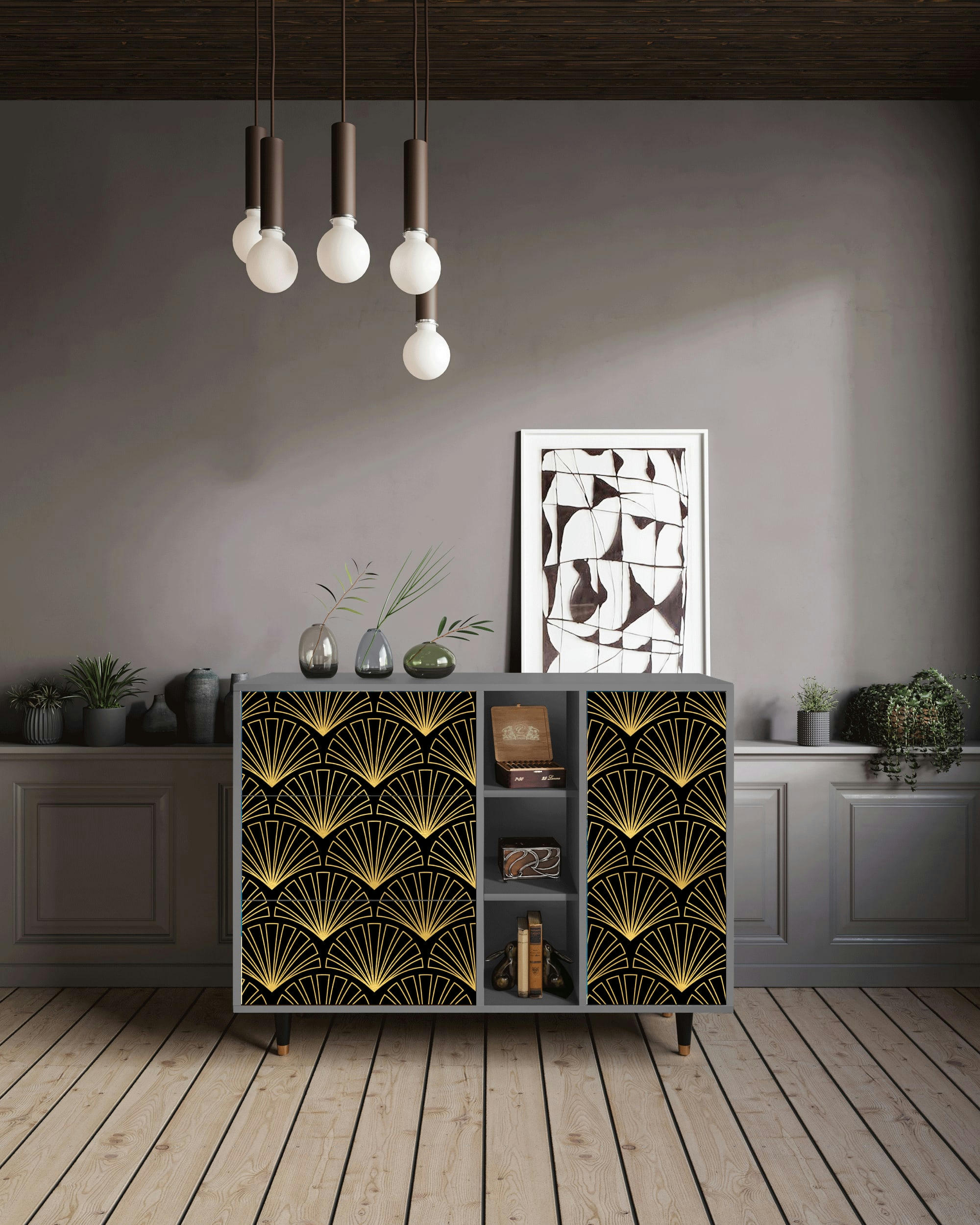 BIRD OF JUNO - Buffet  noir 3 tiroirs et 1 porte L 125 cm