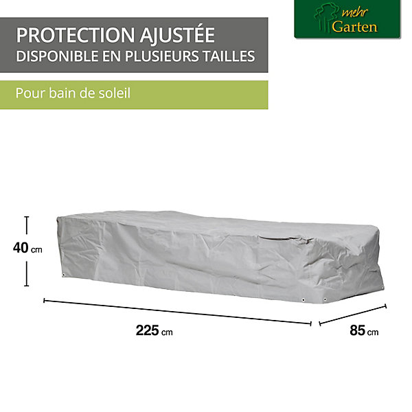 Mehr Garten - Housse de protection pour transat Premium PROTECT, 225 (L) x 85 (P) x 40 (H) cm I Housse de protection pour meubles