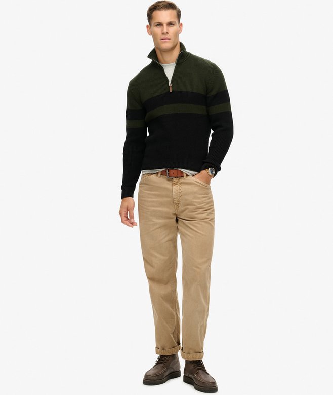 Cotton Classic Stripe Half-Zip Jumper