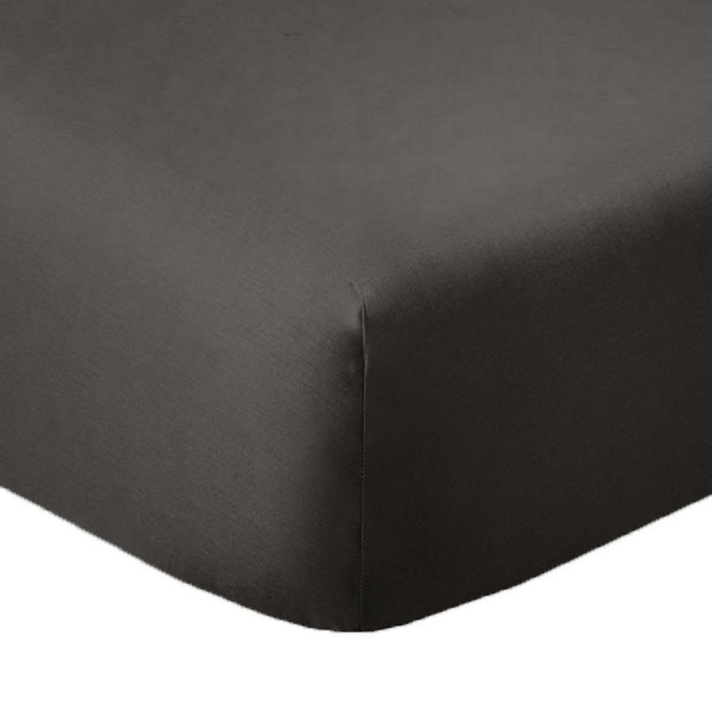 - Drap housse 2 places coton gris foncé 140x190 cm