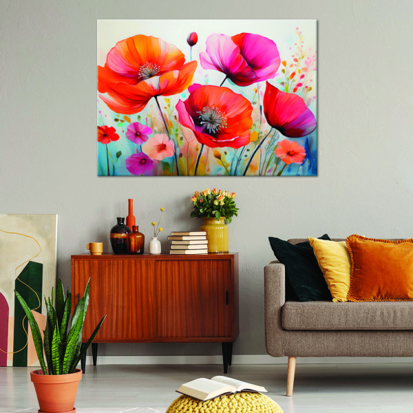 Feeby Obraz na płótnie, Maki Kwiaty Kolorowy 60x40
