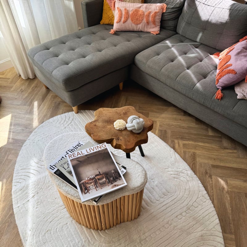 Vloerkleed wave ovaal - wit - 120x180 cm