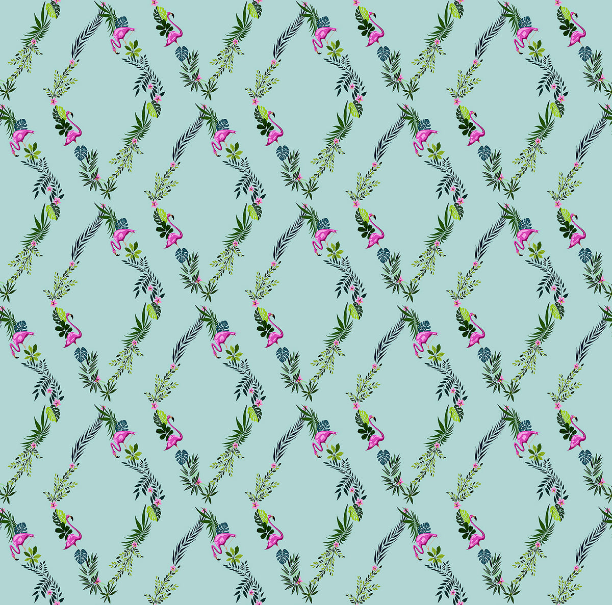 Walls4You behang tropische planten turquoise en groen - 53 cm x 10 m - 640105
