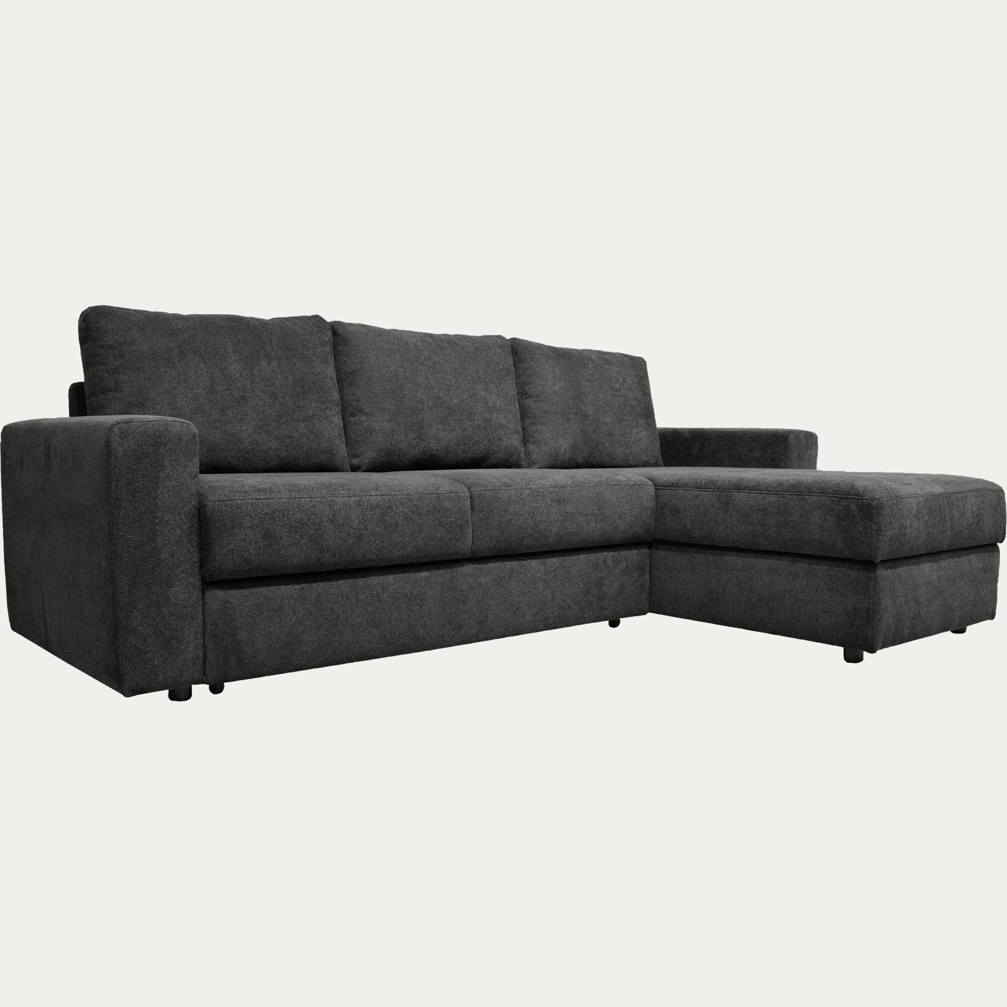 HONORE - Canapé d'angle réversible convertible en tissu tramé - gris ardoise