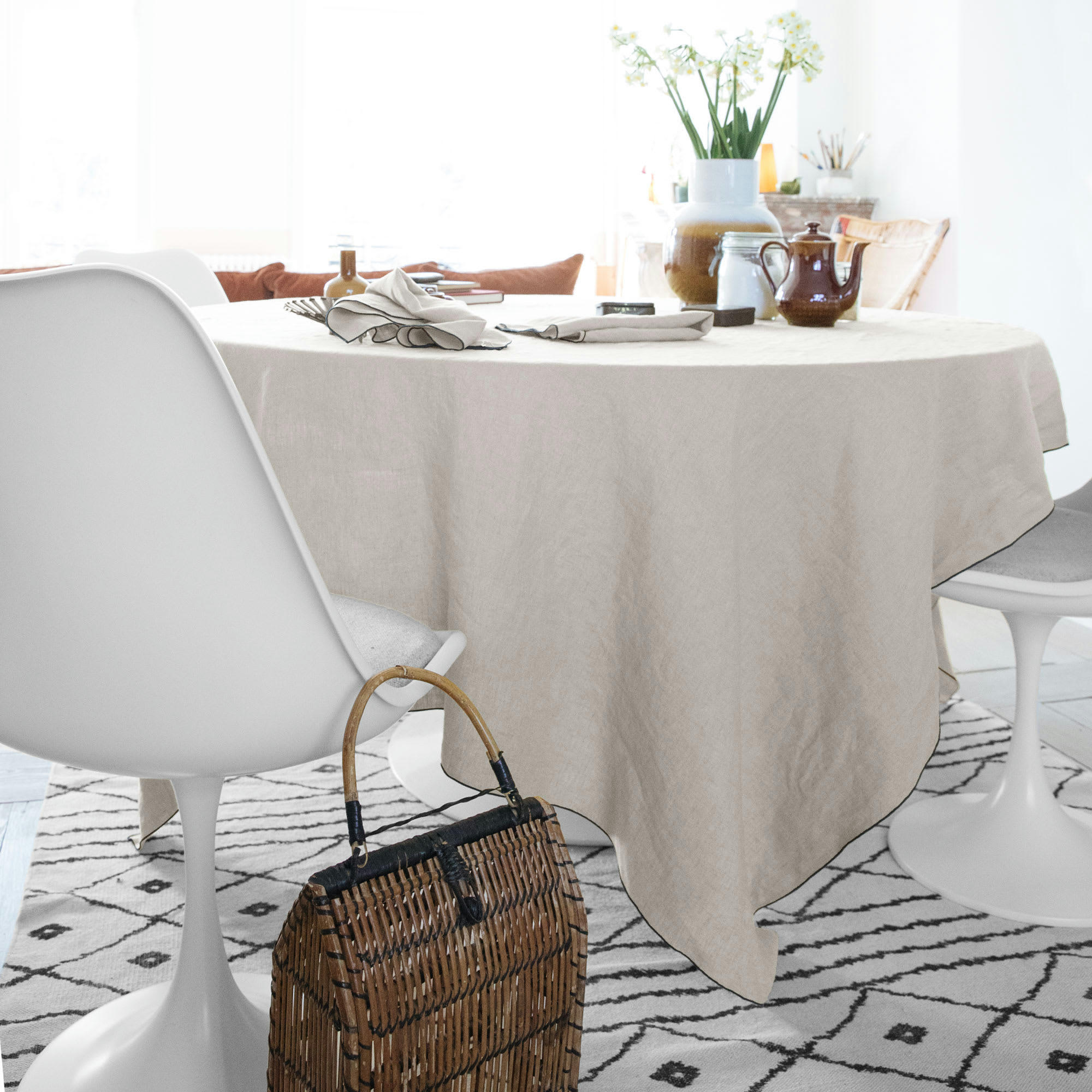 AUTOUR DU LIN - Nappe en lin lavé 180x350cm Lin-anthracite