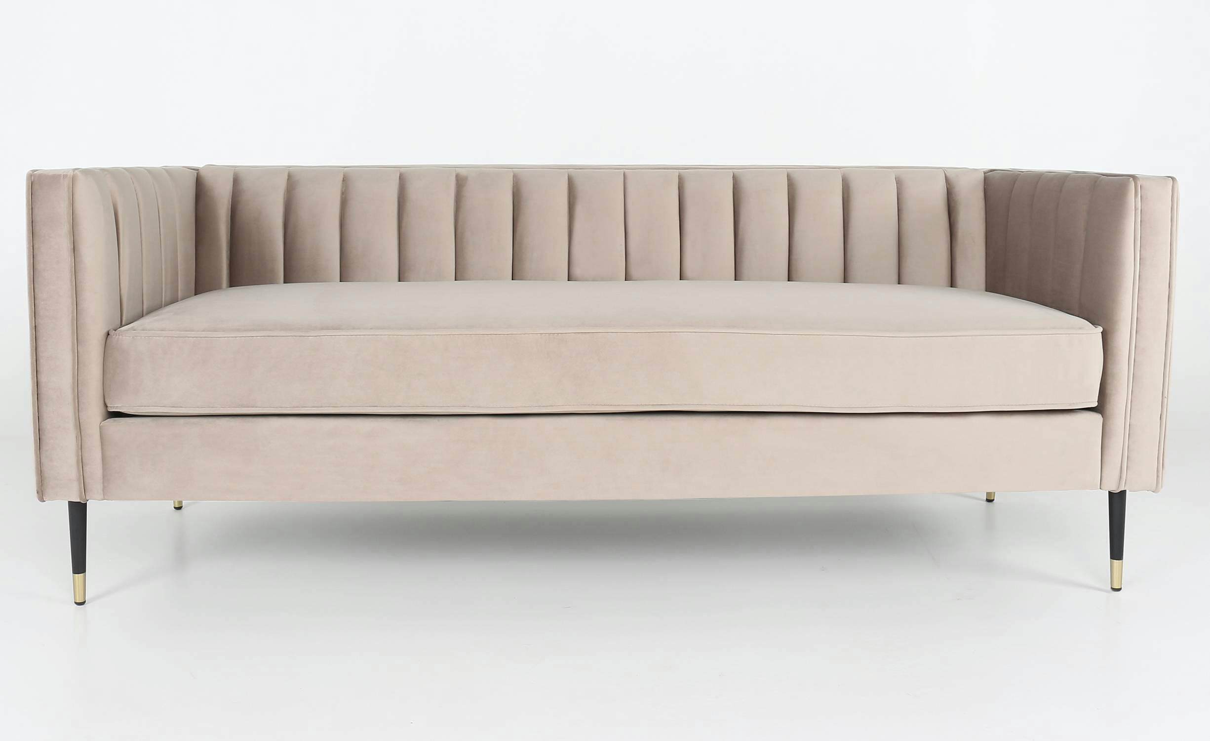 DJULIAN - Canapé 3 places velours taupe