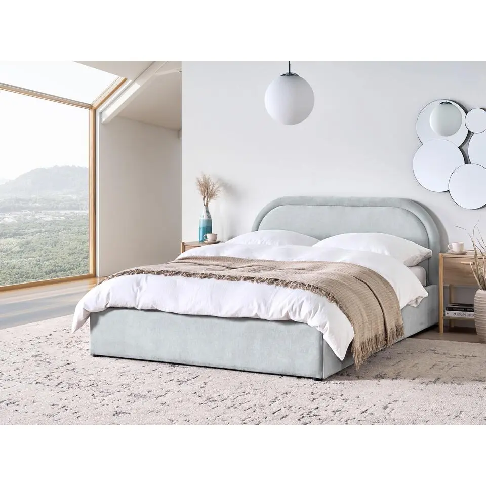 QUILLIEN - Bed opbergruimte - Lichtblauw - 140 x 200 cm - Polyester