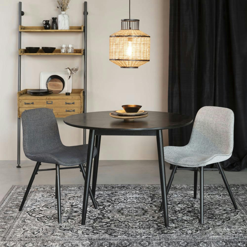 FABIO - Table à manger ronde en bois D100cm noir