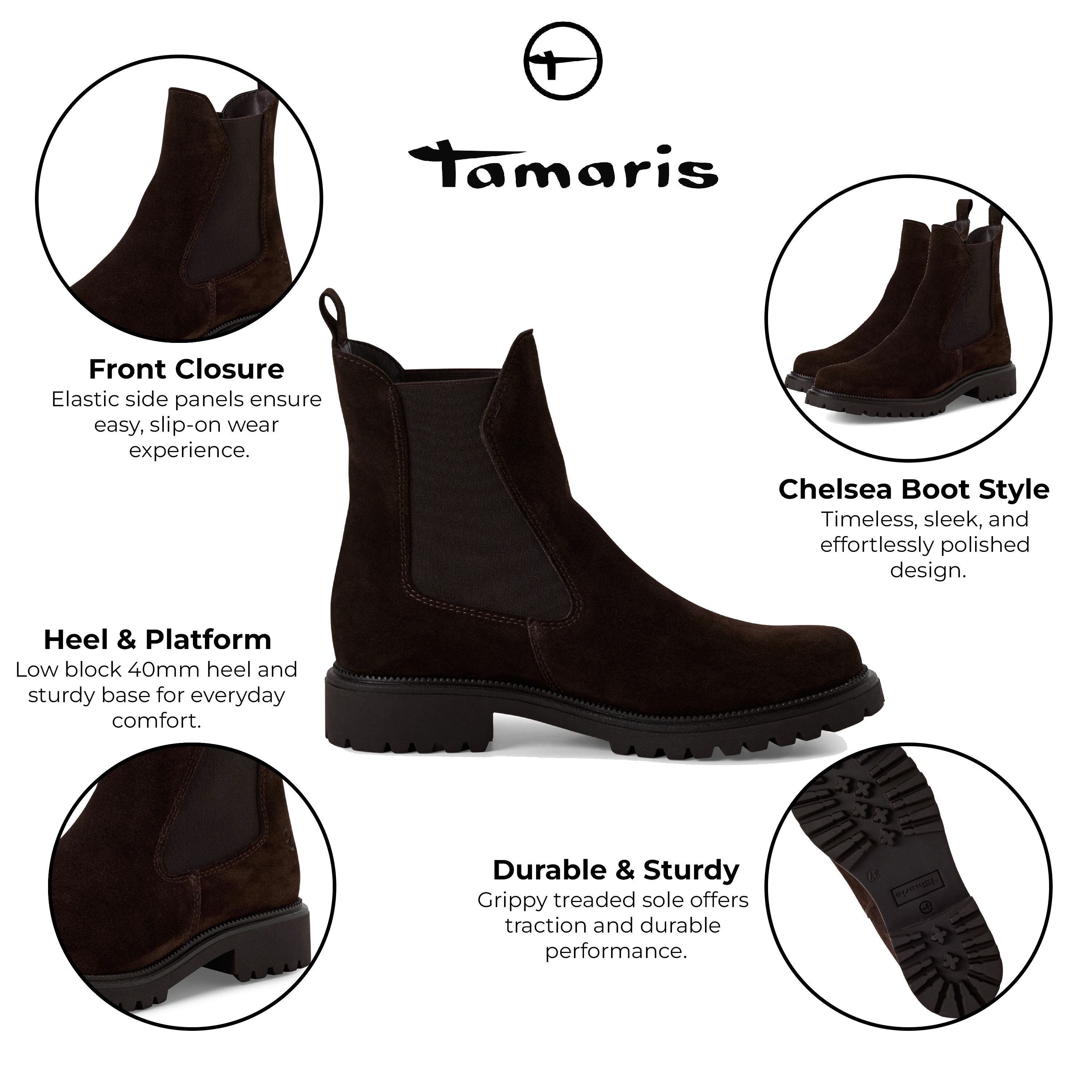 Infinity Leather Tamaris Leather Classic High Chelsea Ankle Boots