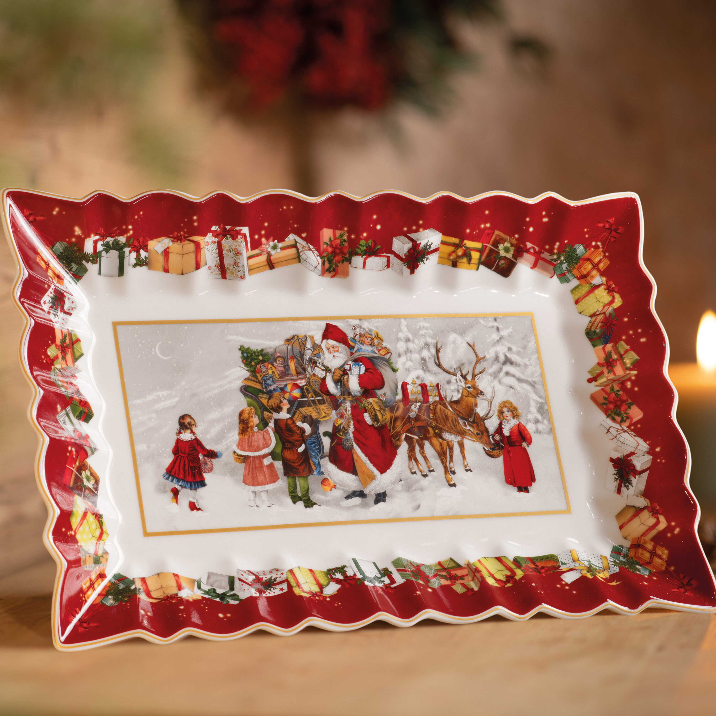 Toy's Fantasy Serving Platter - Multi-colored, 14.1'' x 9.1'', Premium Porcelain