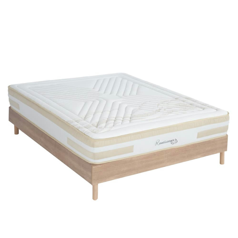 RENNAISSANCE - Ensemble matelas à Mémoire de forme et sommier bois 140x200