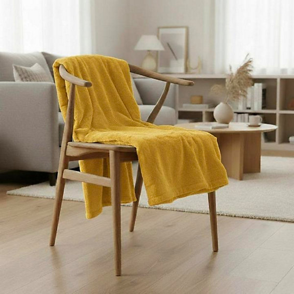 Couverture plaid jaune 130x160cm MINNOR - SACASA
