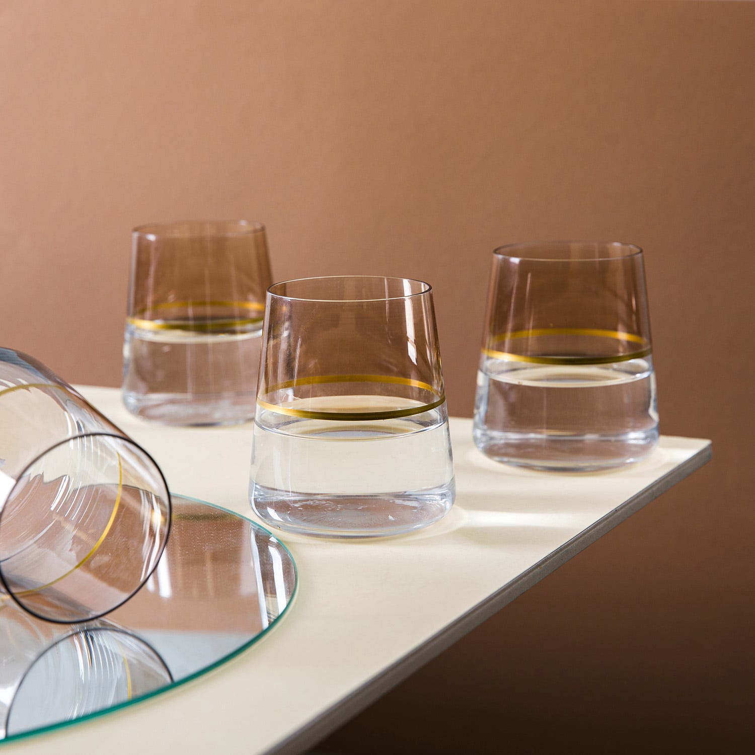 Set 6 bicchieri acqua 420 ml beige e oro Spectrum